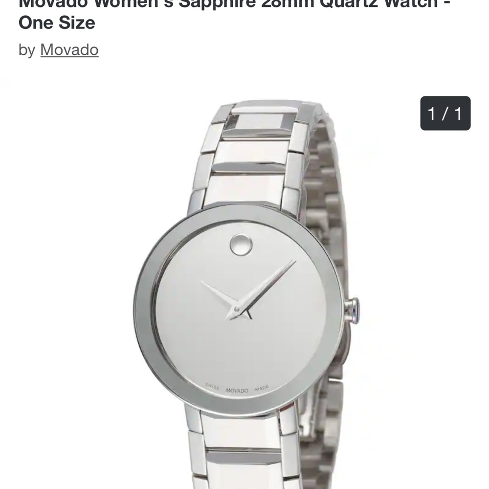 Movado Women's Sapphire Mirror dial 28mm